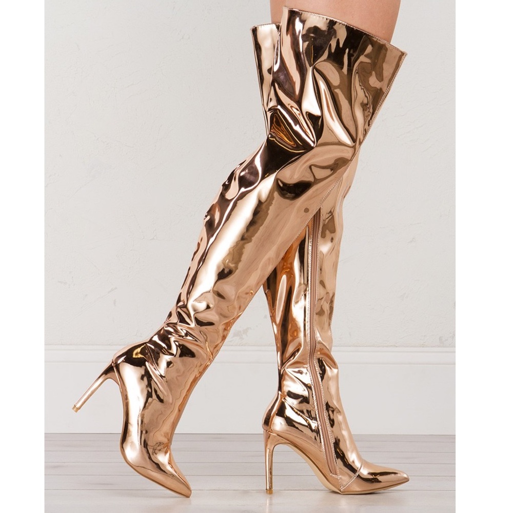 ELECTROSHOCK THIGH HIGH POINTED TOE BOOTS
